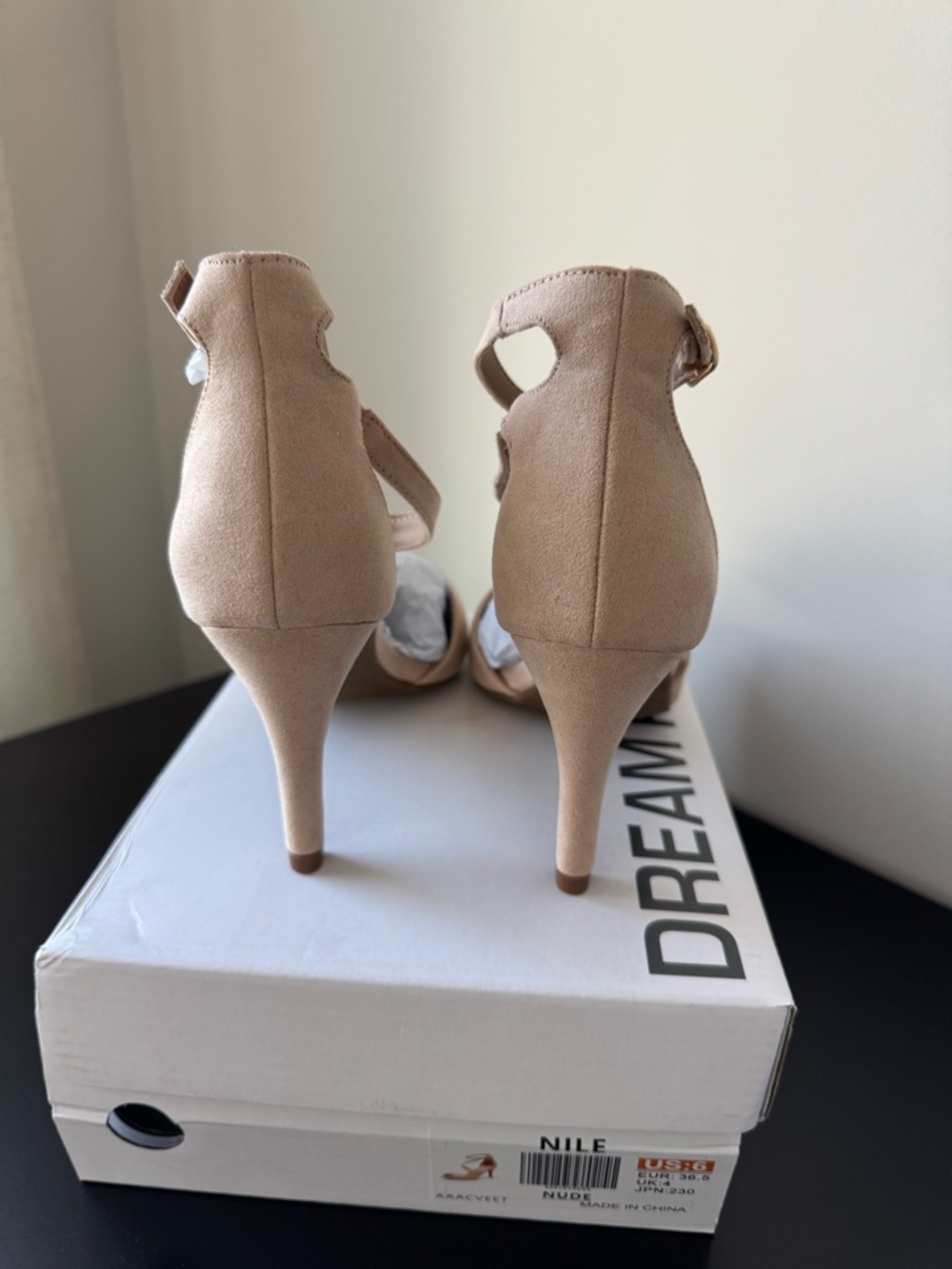 DREAM PAIRS Women's NILE Fashion Stilettos Open Toe Pump Heel Sandals- Nude, NWT - Picture 4 of 11